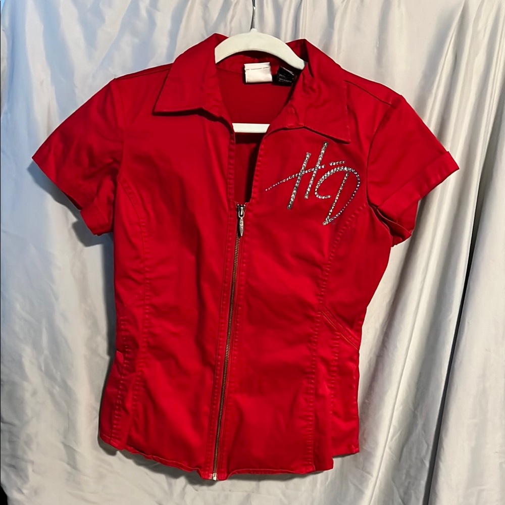 Harley-Davidson Red Shirt with Rhinestone Logo